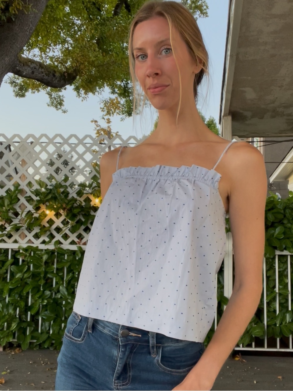 H&M Light Blue Eyelet Camisole with Delicate Straps
